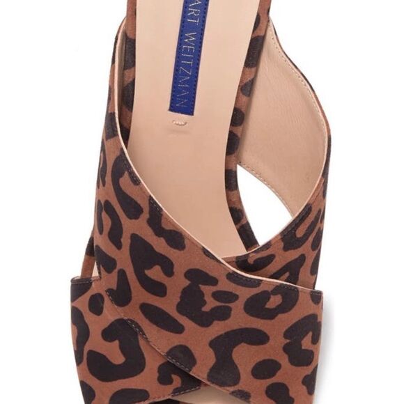 Stuart Weitzman Galene sandals suede leopard block heel size 7M gorpcore - Picture 4 of 13